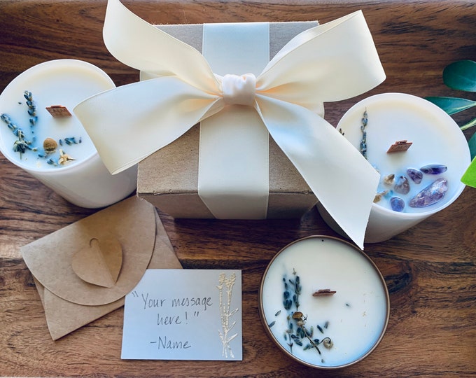 Gift Set | Warm Lavender + Colloidal Oatmeal Bath | "CALM" Word Wick