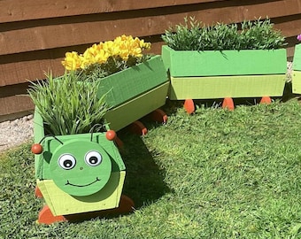 Wooden Caterpillar Planter