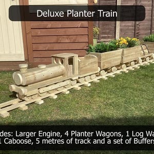 Wooden Planter Train / Decorative Garden Ornament Deluxe Planter Train