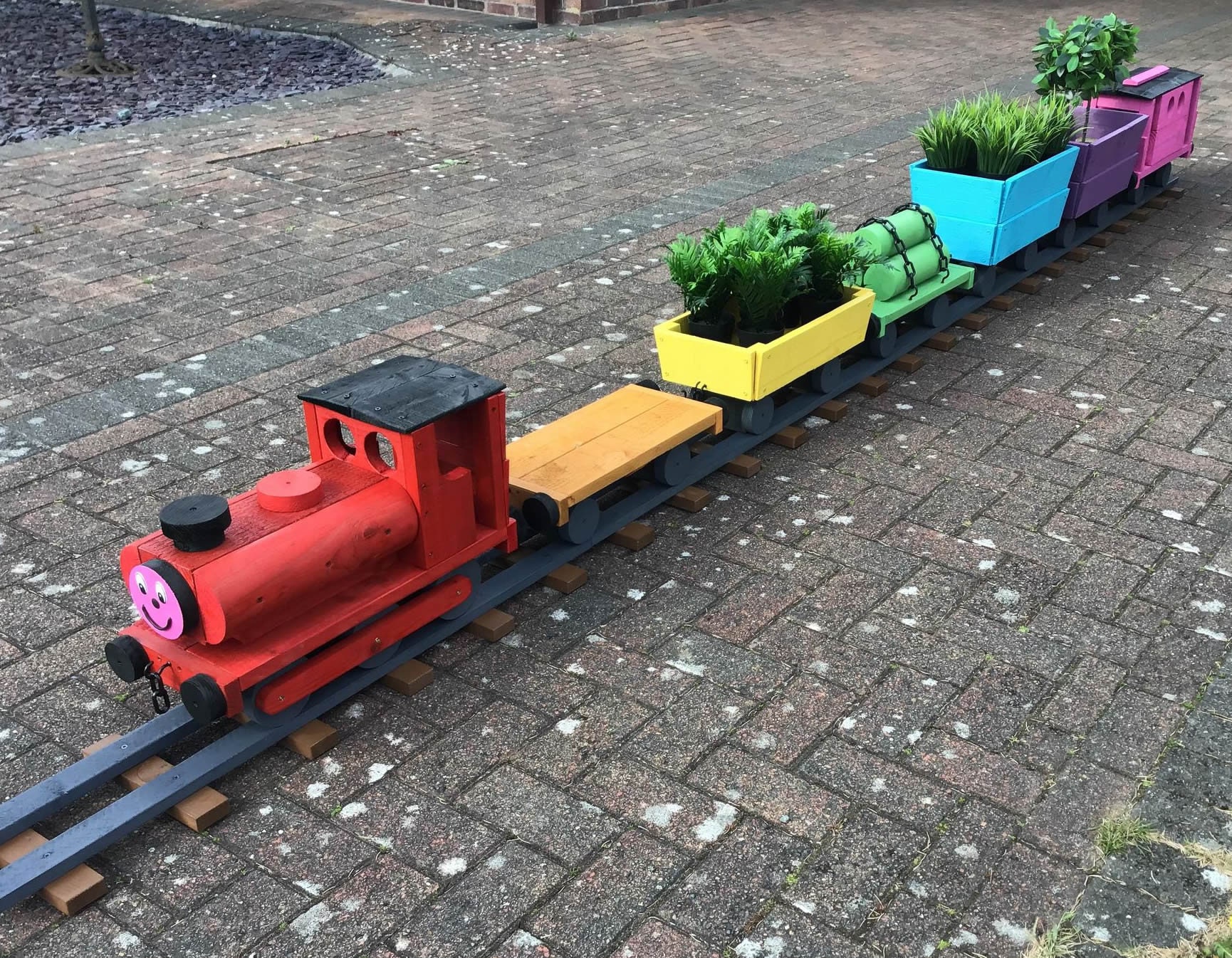 Rainbow Train / Wooden Planter Train / Decorative Garden Ornament - Etsy UK