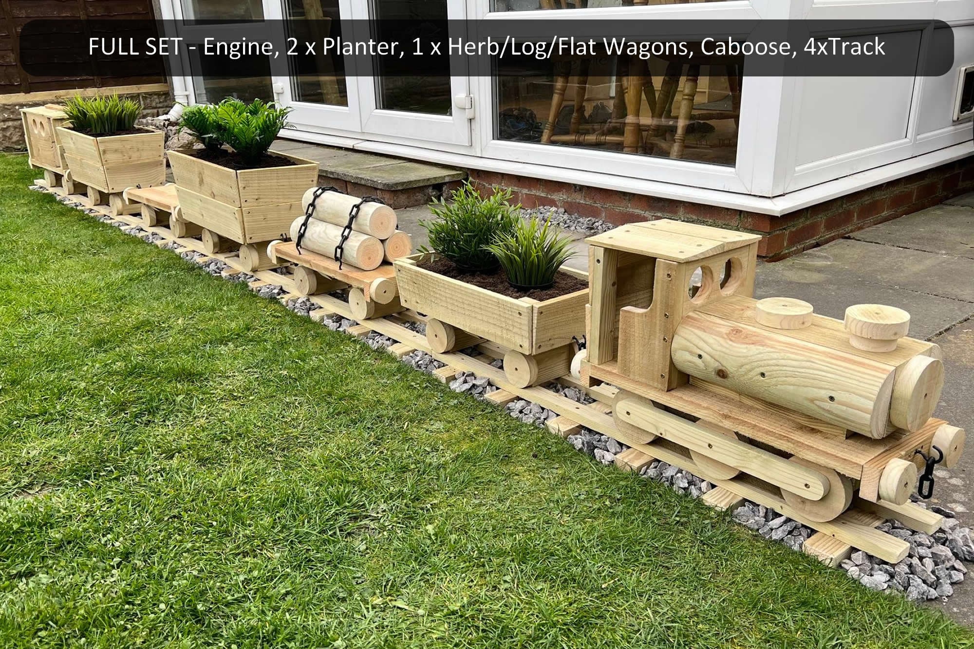 Tren de cajas cheap de madera para jardin