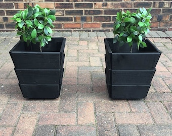 Handmade Tapered Wooden Garden Planter: Pressure Treated Timber