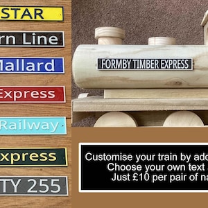 Wooden Planter Train / Decorative Garden Ornament Name Plates (Pair)