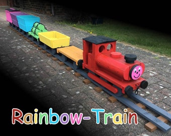 Rainbow Train / Wooden Planter Train / Decorative Garden Ornament