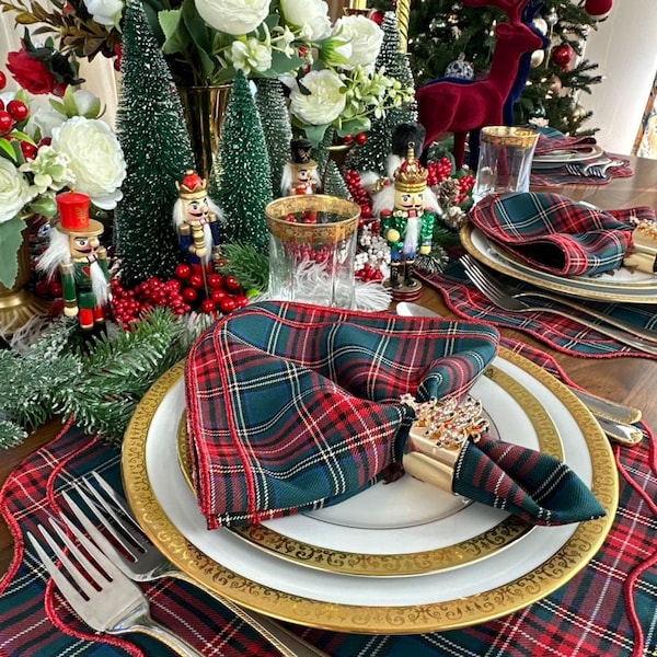 Red Plaid Placemat Etsy