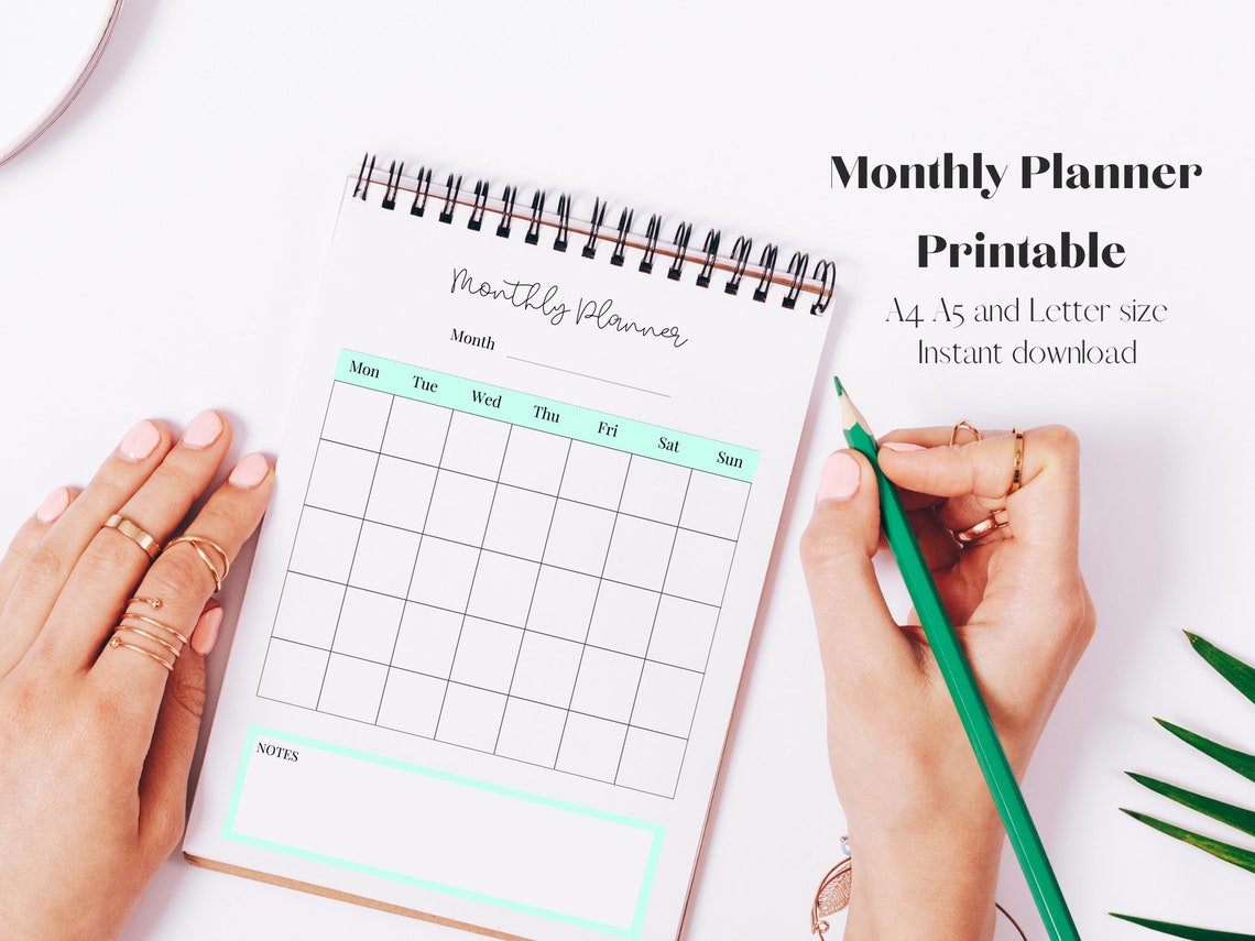 Monthly Planner Printable Calendar for Planner Monthly Etsy