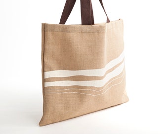 Gia Jute Tote Beach Bag 100 Jute With Cotton Handles Unique Print Beach Tote Etsy