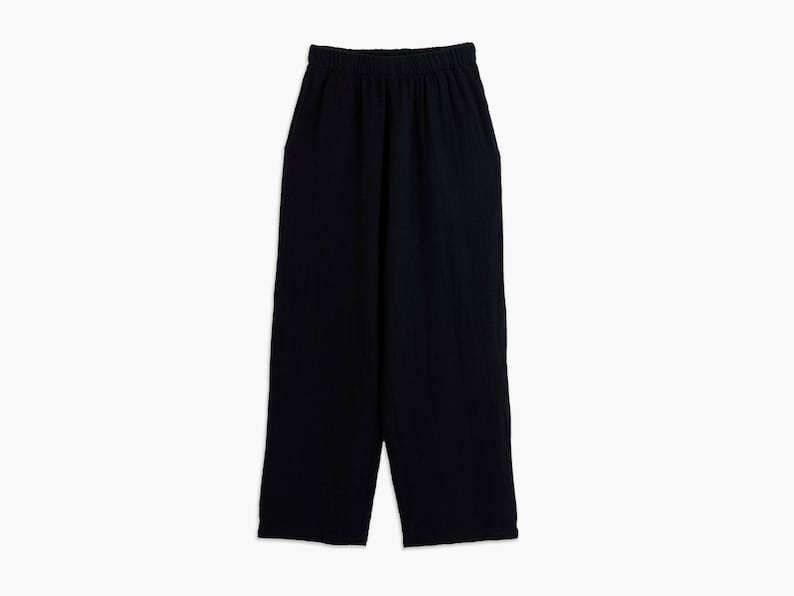 Muslin Ease: 100% Cotton Women's Cozy & Cool Pant Black Gauze Trouser image 4