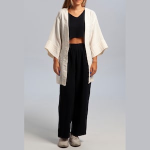 Muslin Ease: 100% Cotton Women's Cozy & Cool Pant Black Gauze Trouser image 3