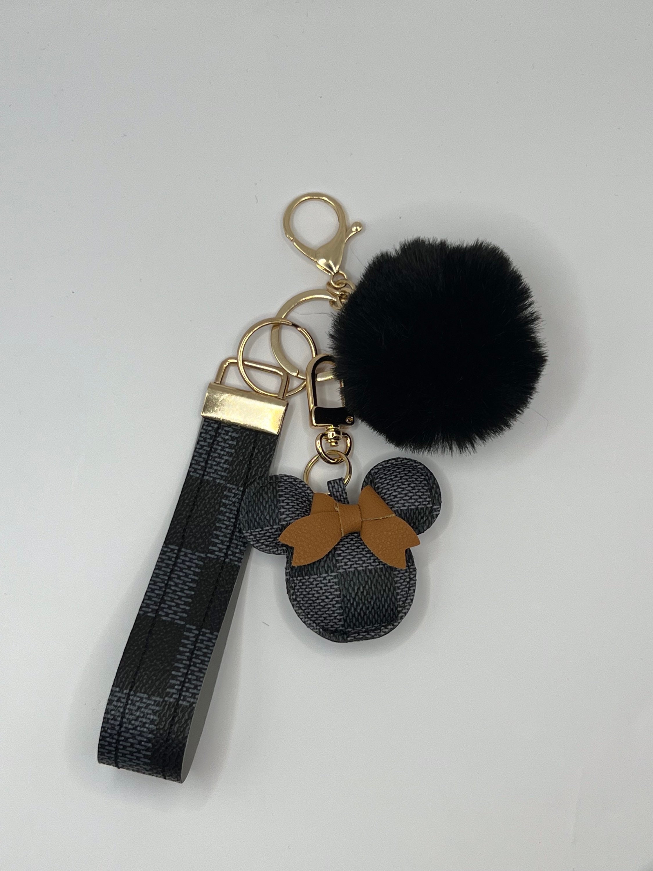 Disney Minnie Mouse Puff Ball Bag Charm Keychain Mickey