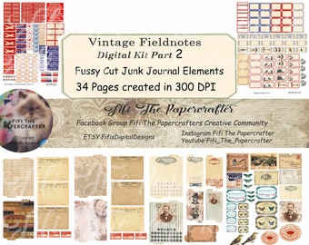 Vintage FieldNotes Digital Kit 2 Fussy Cuts