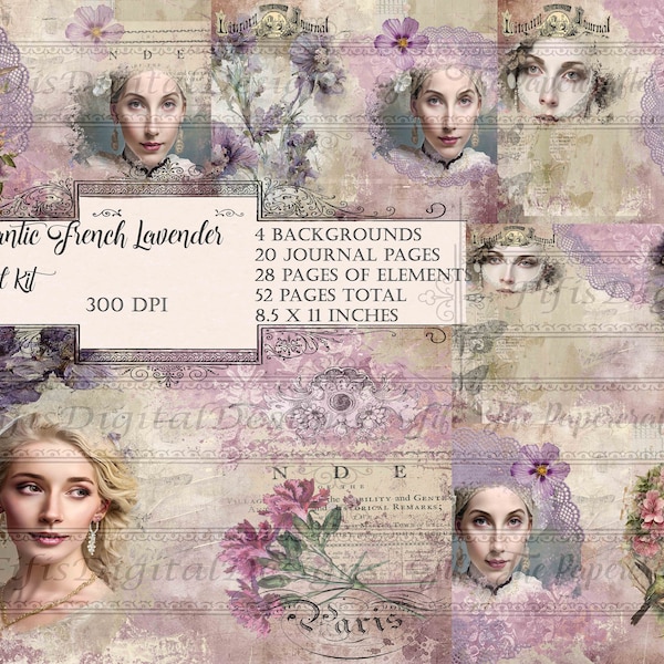 Romantische Franse lavendel digitale kit