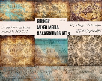 Grungy Mixed Media Backgrounds Kit 3