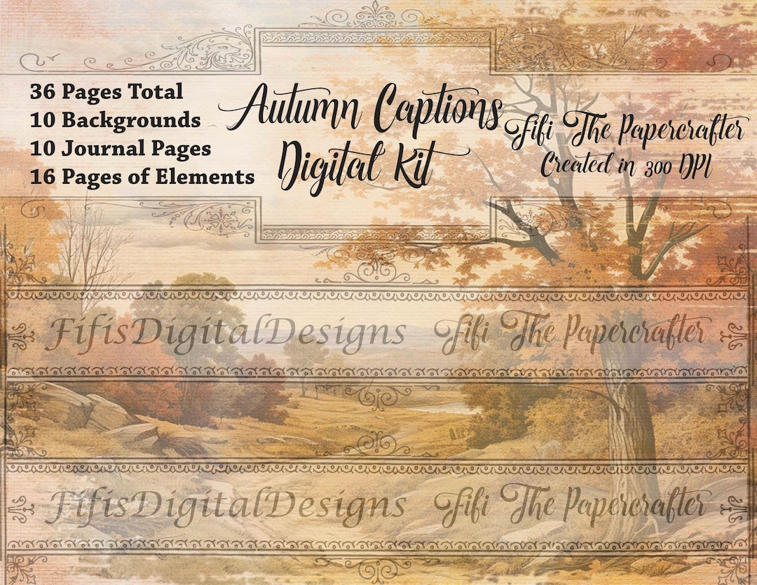 Autumn Captions Journal Digital Kit - Etsy