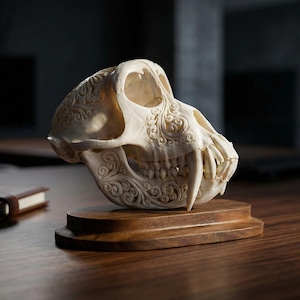 Hand Carved Monkey Skull, Balinese Sculpture