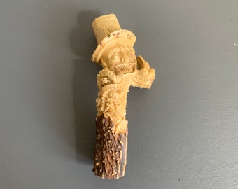 Handmade Pirate Antler Knife Handle, Bone Carving