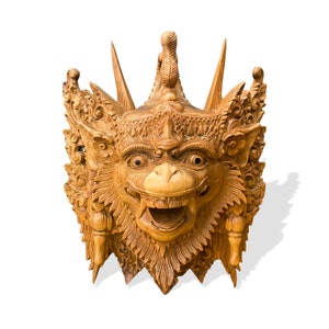 Hanuman Wall Decor, Halloween Gift, Wooden Hanuman Mask, Wood Carving Wall Decor, Gift Idea, balinese wall art, Home Decor, Wall Decor