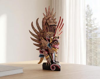 手彫りのバリ島ガルーダ彫刻、赤金ヴィシュヌ神像、23インチ - Etsy 日本