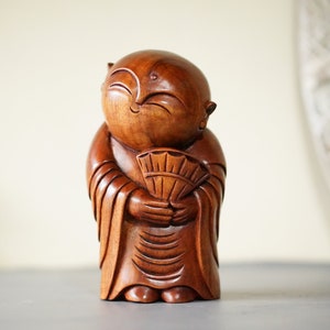 Wooden Jizo Statue, Unique Buddha Jizo, Halloween Gift, Wooden Jizo Sculpture, Gift Idea, Halloween Decor, Home Decor, Carving Buddha