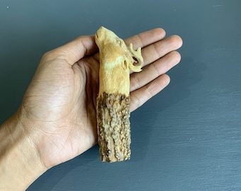 Handmade Deer Antler Knife Handle, Bone Carving