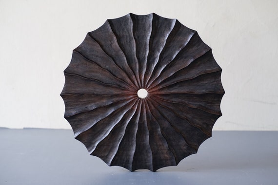Wall Hanging Decor Wooden Fossil Shell Carving 16 inch, Summer Gift, Unique Wood Wall Art Decor, Bedroom Wood Wall Panel, Gift for Her