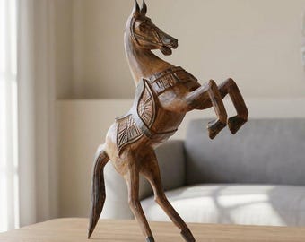 木製ロッキングホース アンティークブラウンカラー、ユニークな馬の
