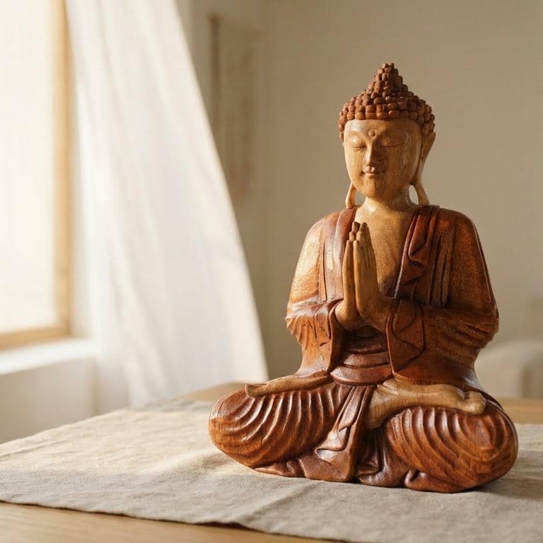 チェンパカ木製仏像、バリ島瞑想アート、13インチ - Etsy 日本