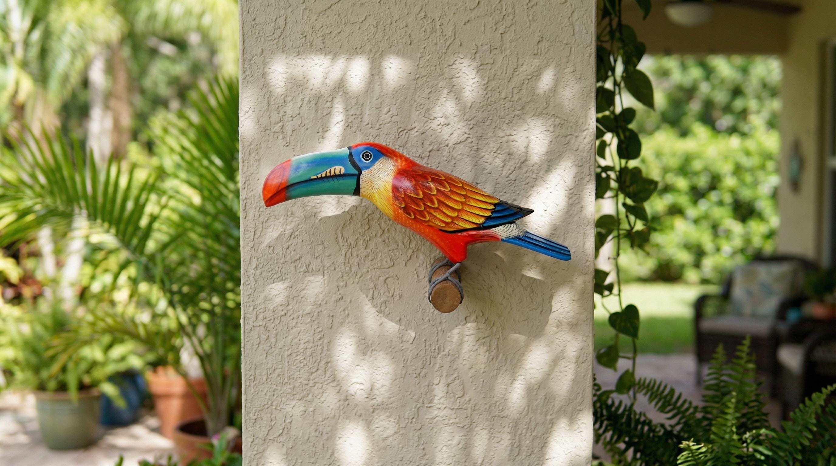 彫刻されたオオハシの置物、木製の熱帯鳥、手作りの装飾 - Etsy 日本