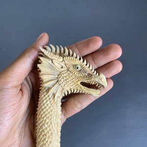 Handmade Dragon Knife Handle, Halloween Gift, Antler Bone Carving, Knife Handle, Bone Knife Handle, Mothers Day, Gift For Him, Gift Idea