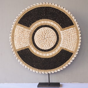 Einzigartige Sea Shell Black Beige Halskette Dekor, Halloween Geschenk, Handmade Papua Tribes Dekorative Halskette, Wanddekoration, Boho Primitive Stammeskunst