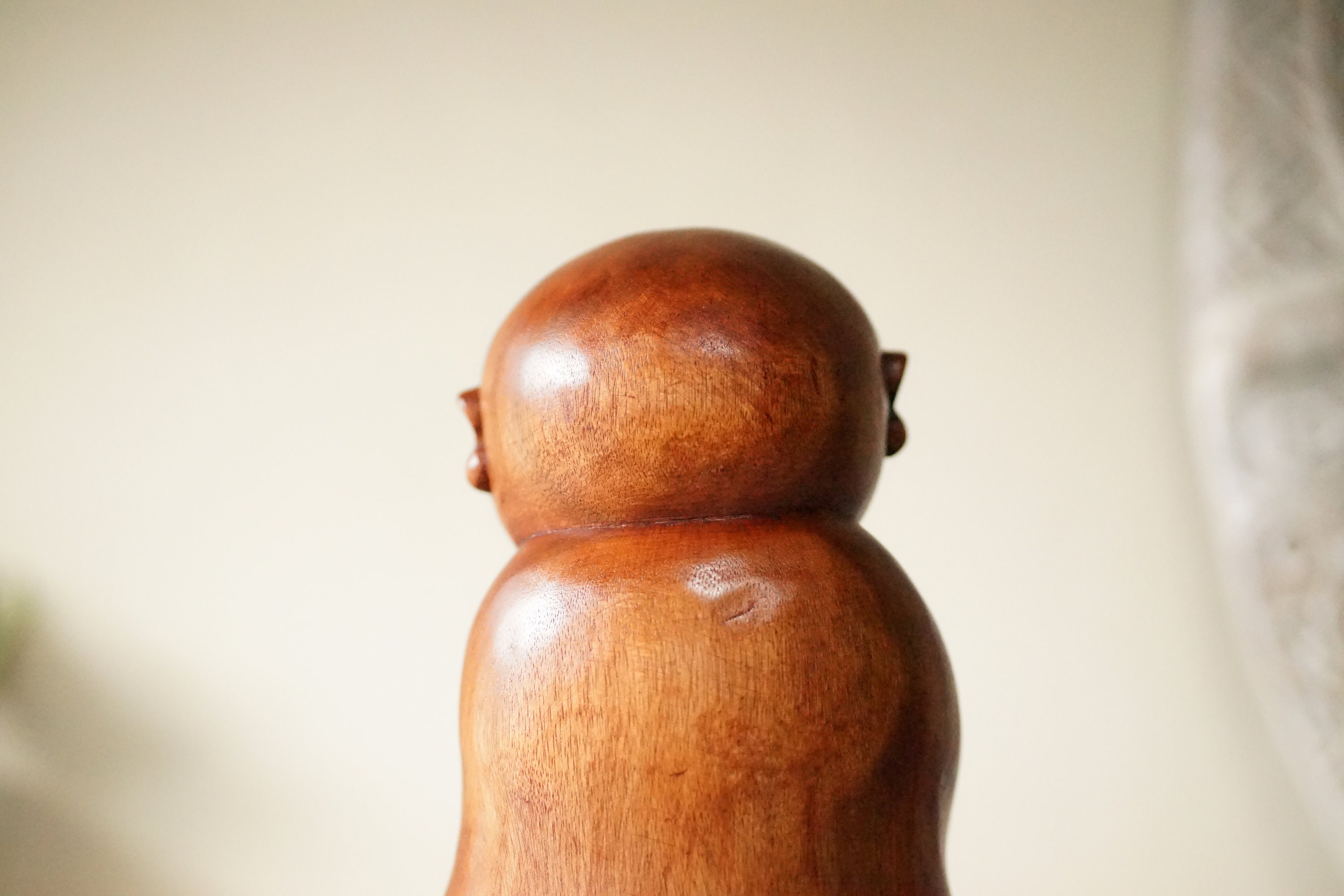 Unique Wooden Jizo Flower Statue, Easter Gift, Japanese