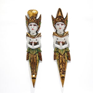 Unique Wall Hanging Decor, Halloween Gift, Traditional Wooden Balinese Man and Woman Sculpture, Couple Sculpture, Wall Decor, Gift Idea