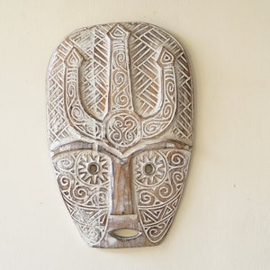Unique African Wall Hanging Decor, Halloween Gift, Halloween Decor, Tribal Mask, Home Decor, Painted Wooden Mask, Wood Figure, Wall Decor