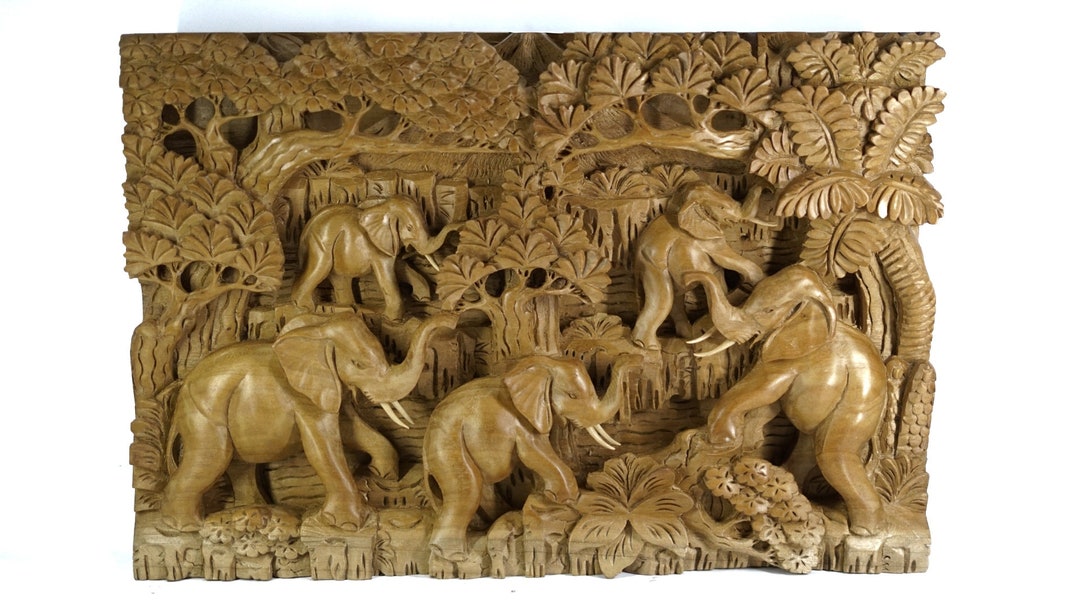 木彫り ガネーシャ 壁掛け 木製 アジアン タイ インド 雑貨 置物 仏像