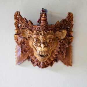 Hanuman Wall Decor, Halloween Gift, Wooden Hanuman Mask, Wood Carving Wall Hanging Decor, Hallowee Decor,  balinese wall art, Home Decor