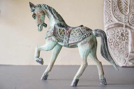 ヴィンテージ】木製馬の彫刻
