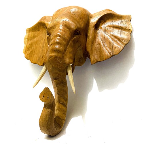 Wooden Elephant Head Sculpture Personalized Statue Wood Etsy