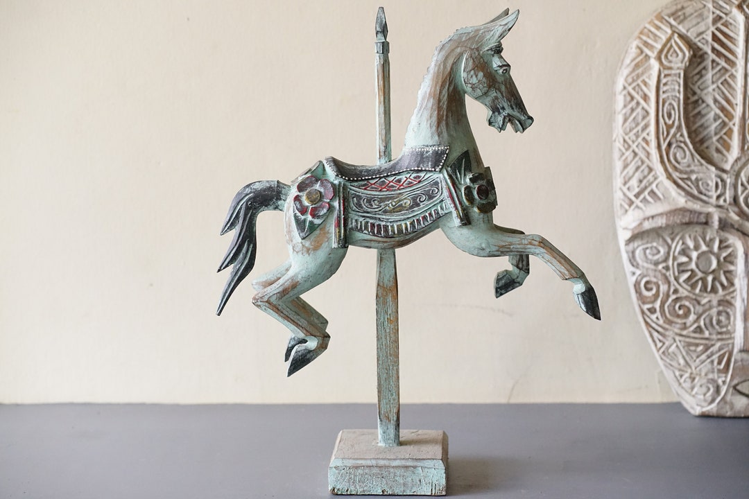 Wooden Rocking Horse Antique Brown Color, Summer Gift, Horse Art ...