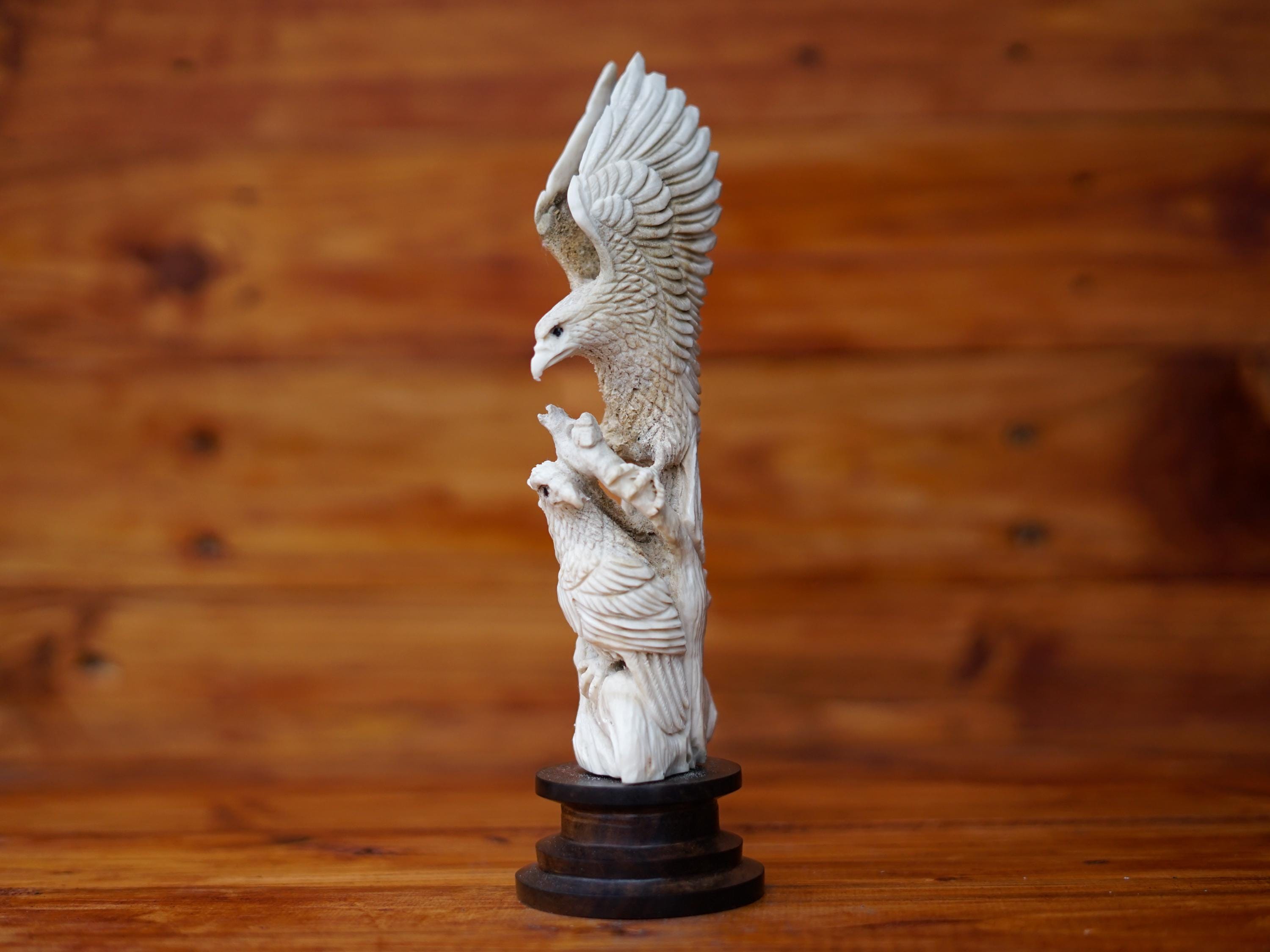 Carving Eagle Deer Antler, Halloween Gift, Eagle Sculpture, Deer Antler Carving, Home Decoration, Holiday Gift, Handmade Sculpture, Decor