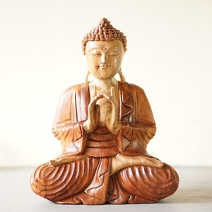 Unique Buddha Meditation Sculpture 13 Inch, Halloween Gift, Buddha Figurine, Wooden Buddha Sculpture, Antique Buddha, Home Decor, Gift Idea