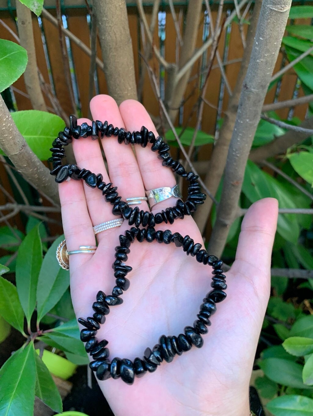 Bracelet à Grande Puce Tourmaline Noire