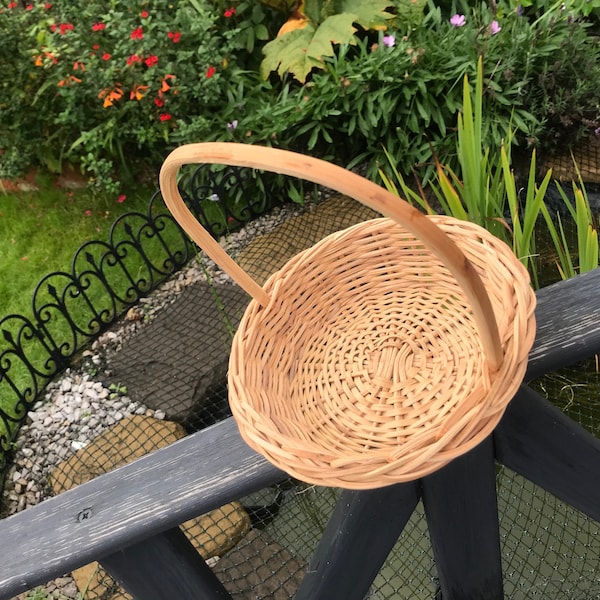 Rounded  Wicker Cane Basket with handle