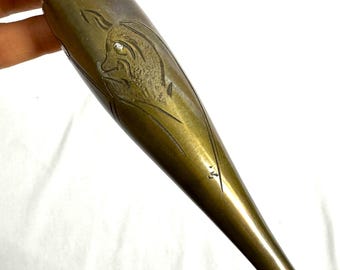 Zen Daruma Japanese brass smoking Pipe inlaid with silver– Kenka Kiseru 一切空  Edo/Meiji Era