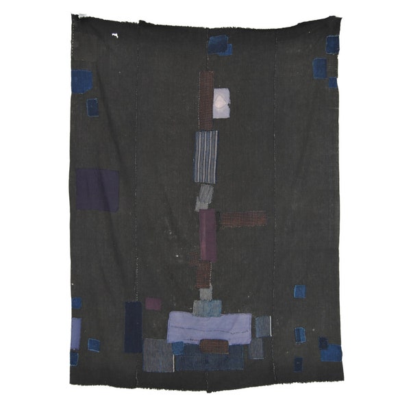 BORO Japanese patchwork textile CB62/  Sumi(chacoal) dye 松煙染め