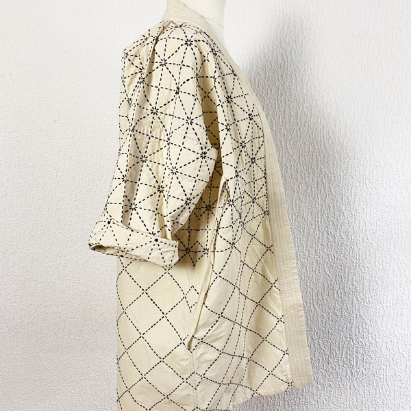 used Sashiko white Kendo Jacket/ durable cotton jacket/unisex/ size3, Men's S~M/ CBD11