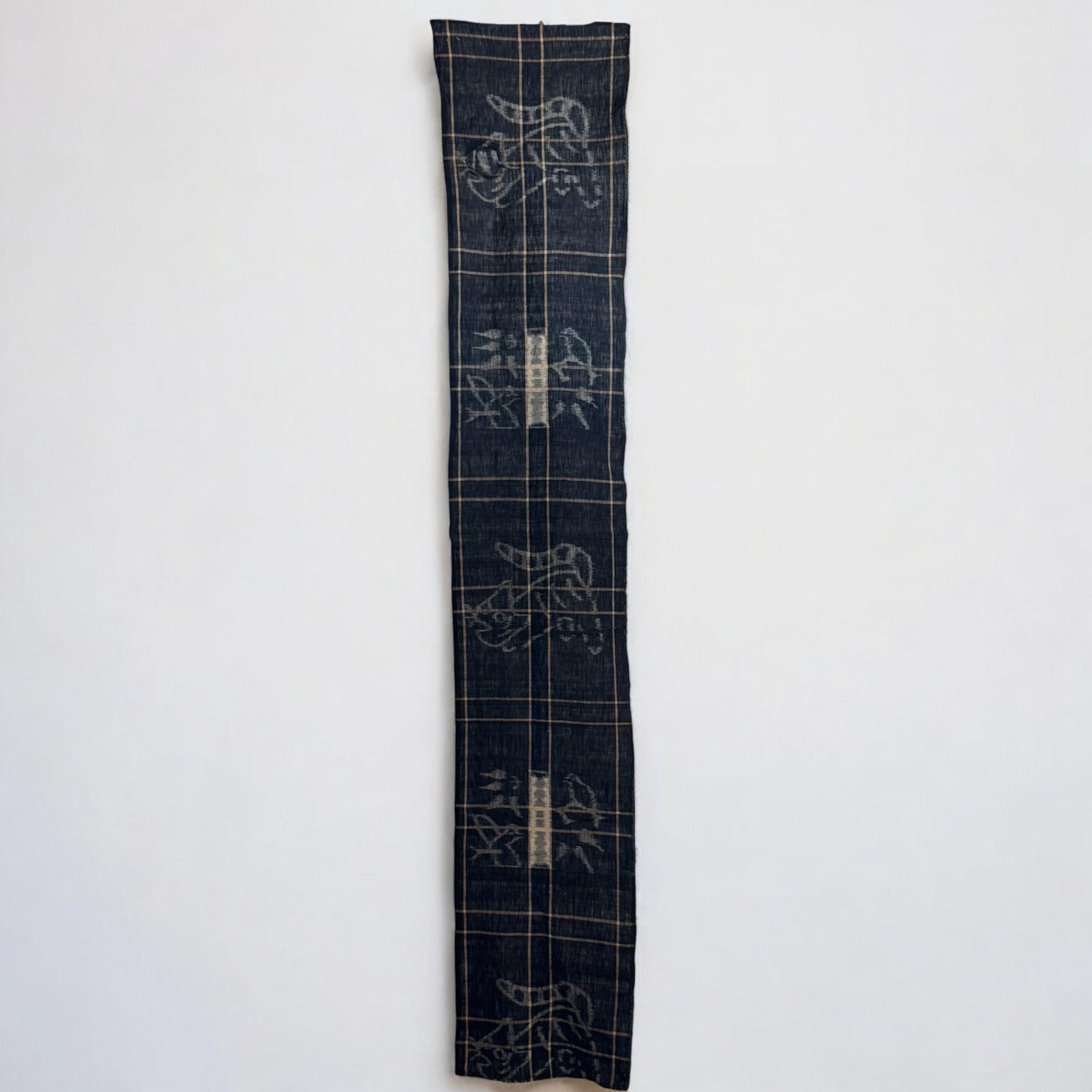 Boro Japanese Indigo Ikat Textile E-gasuri 絵絣 Tiger, Bamboo