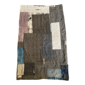 Japanese old textile BORO rug &quot;MORANDI&quot; CBR2 / thick patchwork blanket, rug, wall decor