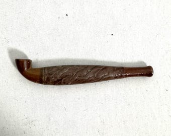 1930s–40s Ceramic Kiseru Pipe – Vintage Japanese Smoking Pipe, Wartime Substitute Material
