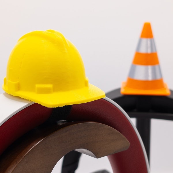 Construction Hat for Headset || Traffic Cone and/or Construction Helmet || Attachment, Completely Customizable - Cosplay Costume Hat