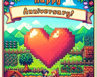 Stardew Valley Happy Anniversary Card (Digital) - PDF Download - Cut, Print, and Personalize!